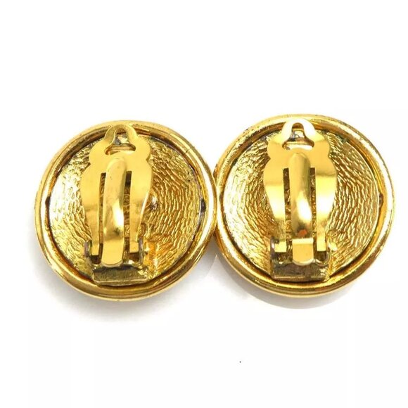 CHANEL Vintage CC Logo Clip on Earrings Gold/Silver Metal - Picture 4 of 7